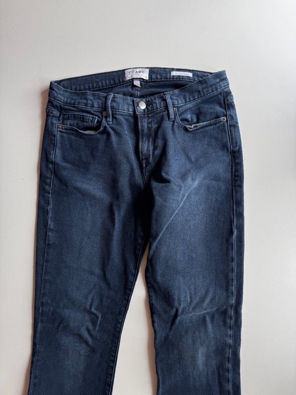 FRAME L'Homme Skinny Cobalt Dark Rinse Mid Rise Stretch Slim Leg Jeans, Size 30 - Picture 6 of 13